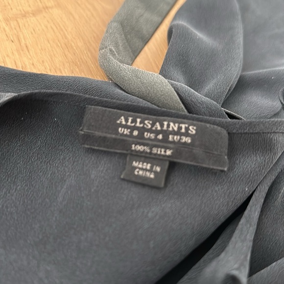 All Saints silk black dress size small/medium - Picture 3 of 3